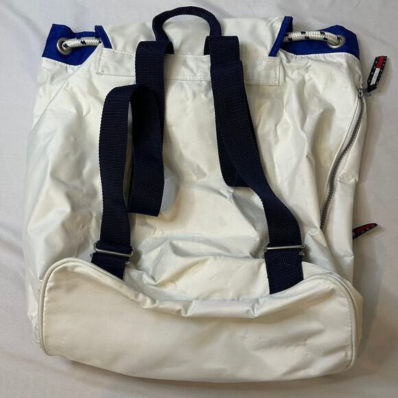 Vintage Tommy Hilfiger Backpack Drawstring 1990s/Y2K Gold Logo - Picture 2 of 10